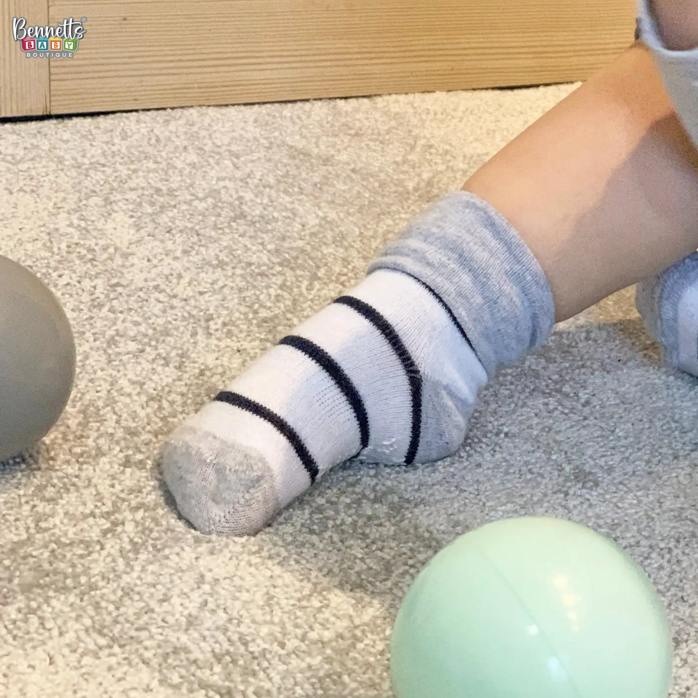 The Little Sock Company Non-Slip Stay On Socks in Navy Wide Stripe