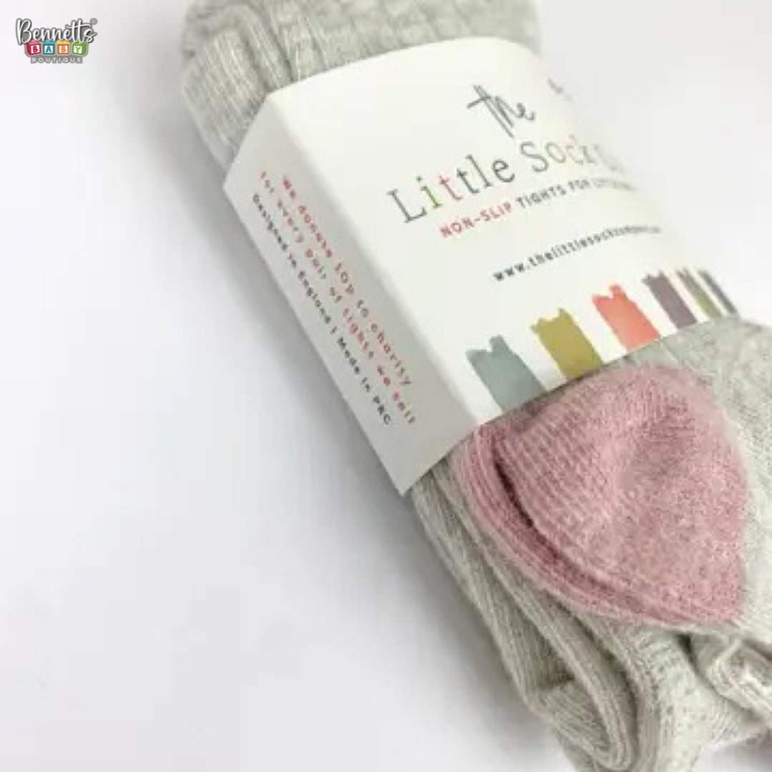 The Little Sock Company Non-Slip Super Soft Ribbed Baby and Toddler Tights in Grey Marl