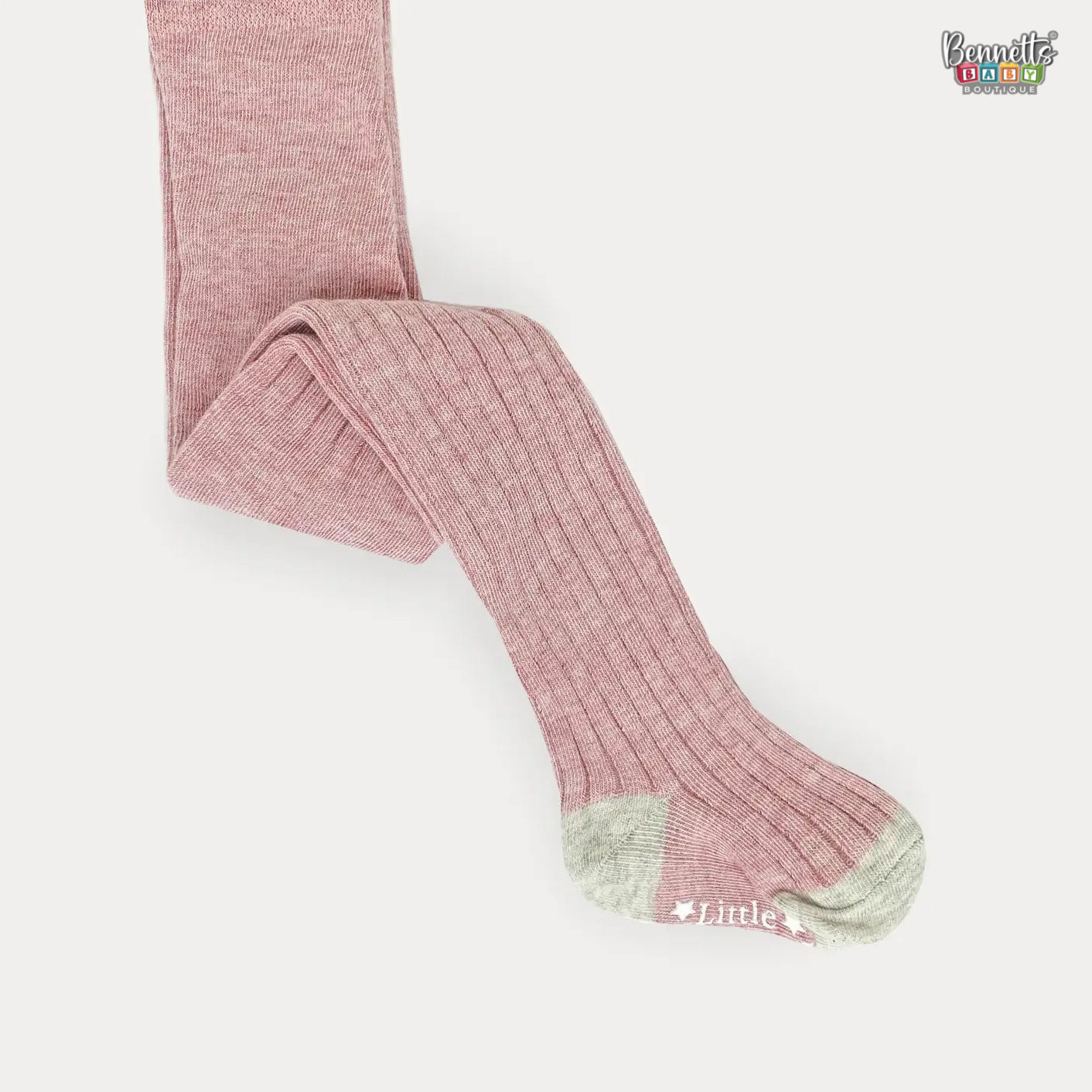 The Little Sock Company Non-Slip Super Soft Ribbed Baby and Toddler Tights in Dusty Pink