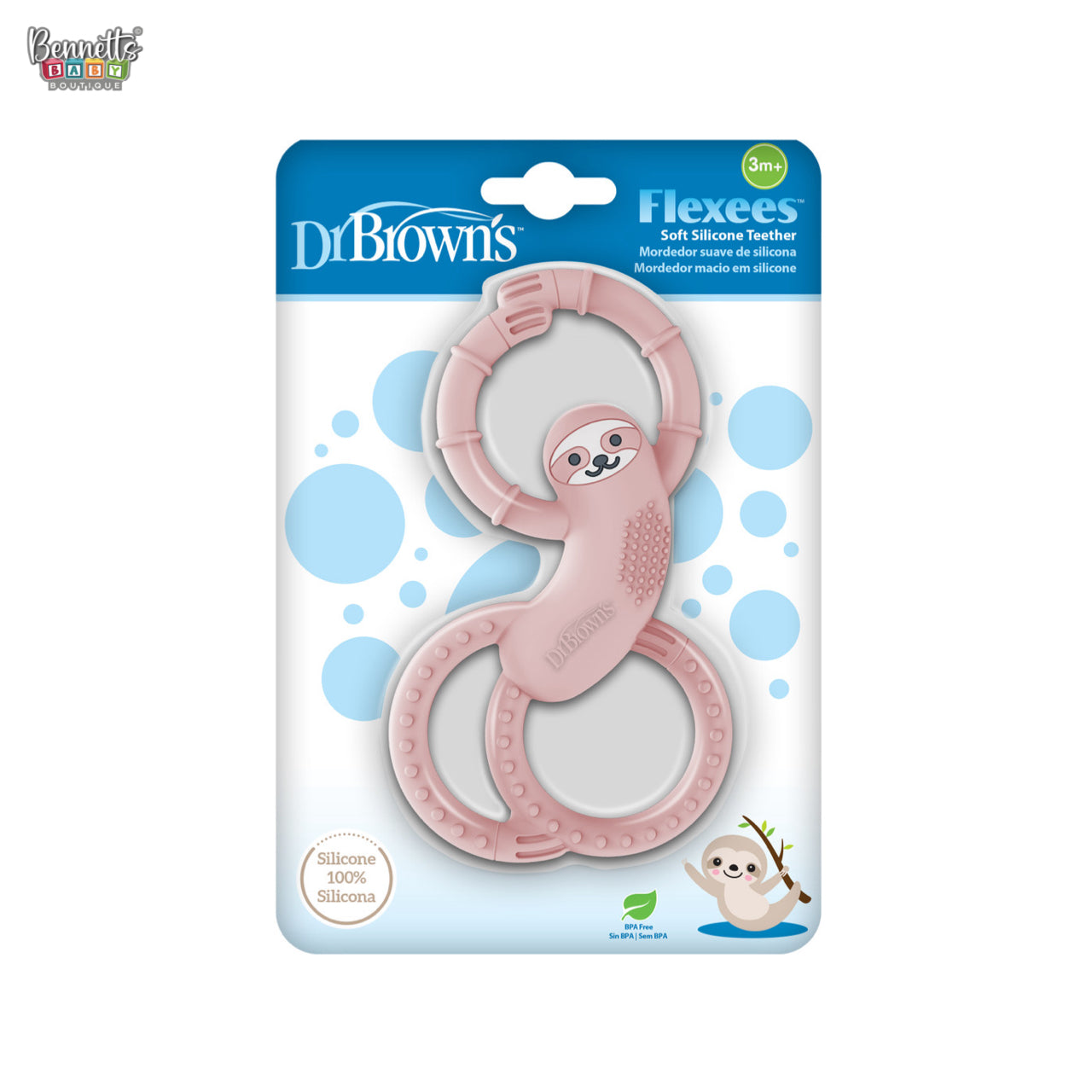Dr. Brown's Flexees Silicone Teether Sloth - Grey