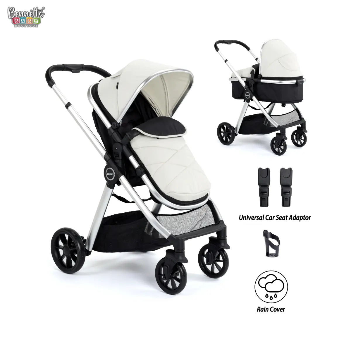 Babymore - Mimi Travel System with Coco i-Size Car Seat – Silver
